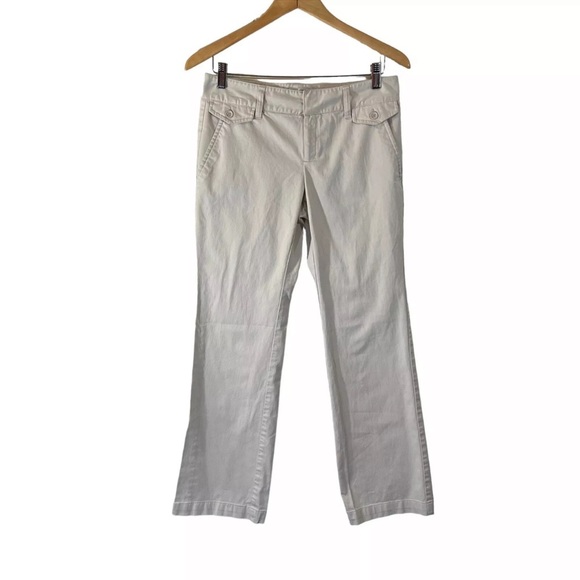 Old Navy Khaki Pants Size 6 Low Waist Stretch Neutral Beige Cotton Blend Bottoms - Picture 1 of 6